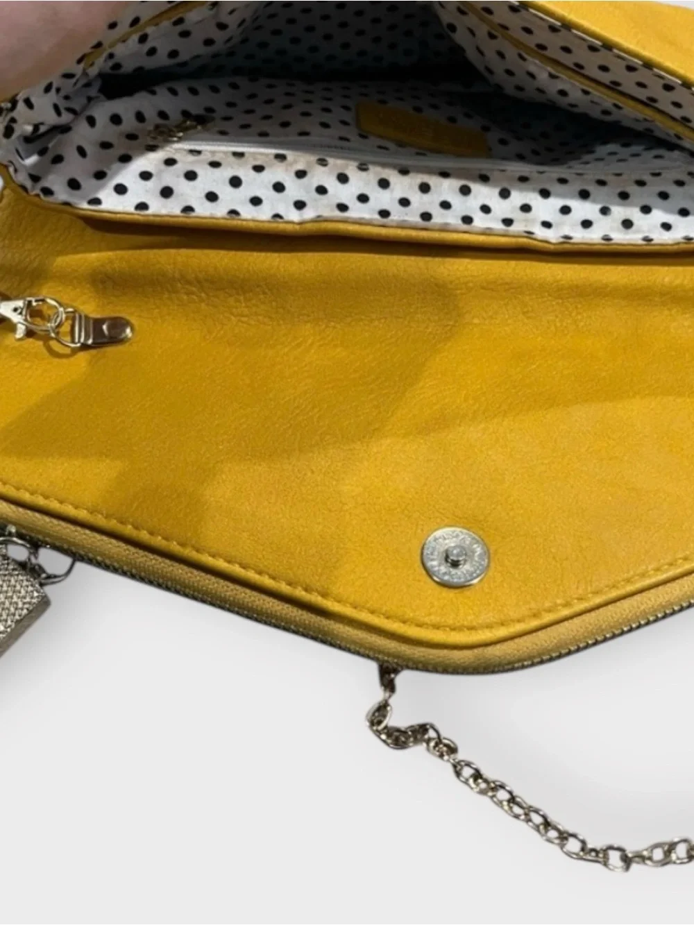 Urban Expressions Mustard Yellow Foldover Crossbody Clutch | chain & tassel